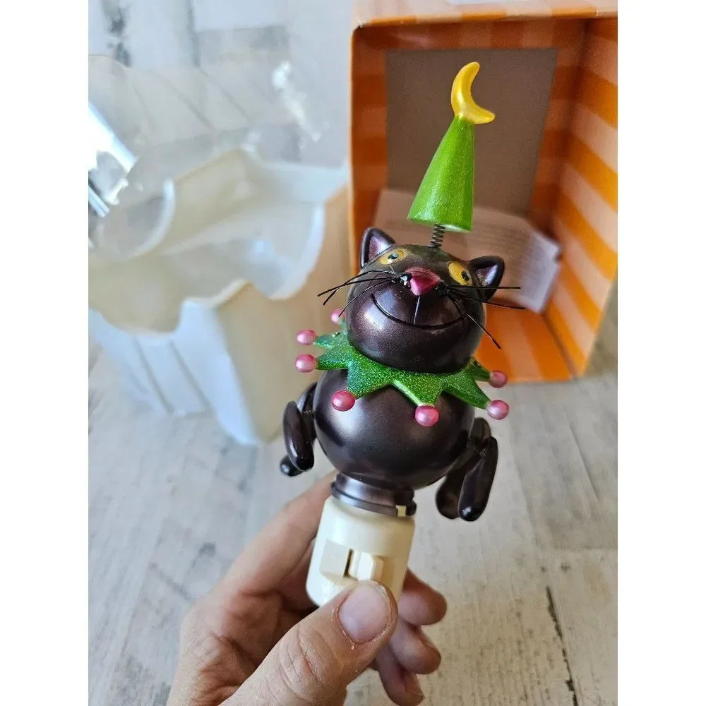 Dept 56 cat Halloween wiggle night light plug in unique vintage new